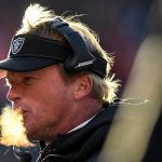 DENVER, CO - DECEMBER 29: head coach Jon Gruden of the Oakland Raiders objects to a failed challenge against the Denver Broncos during the second quarter on Sunday, December 28, 2019. (Photo by AAron Ontiveroz/MediaNews Group/The Denver Post via Getty Images)