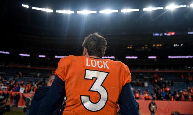 DENVER, CO - DECEMBER 29: Drew Lock (3) of the Denver Broncos walks off the field after the fourth ...