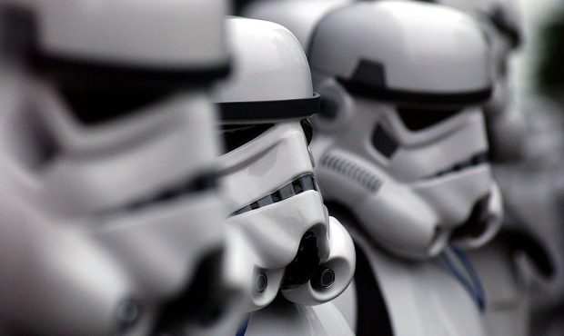 Storm Troopers arrive for the screening of "Star Wars Episode II: Attack of the Clones" May 12, 200...