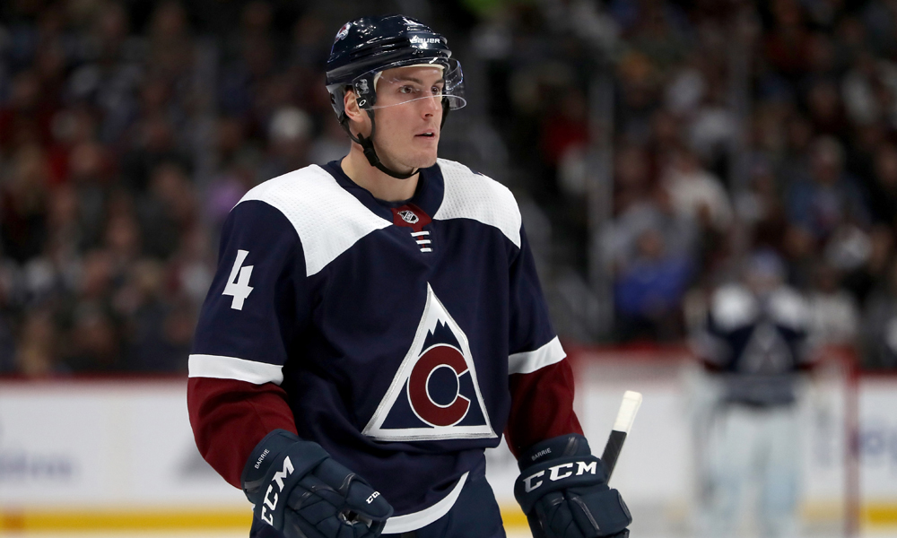 DENVER, CO - NOVEMBER 24: Tyson Barrie #4 of the Colorado Avalanche plays the Dallas Stars at the Pepsi Center on November 24, 2018 in Denver, Colorado. (Photo by Matthew Stockman/Getty Images)