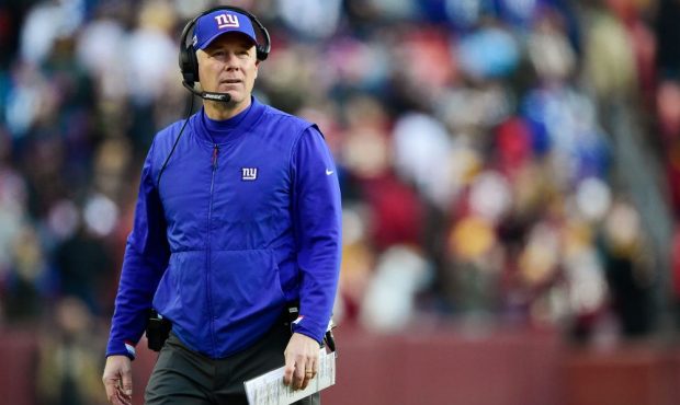 Head coach Pat Shurmur of the New York Giants looks on from the sideline in the second half against...