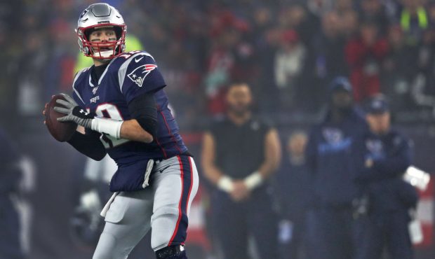 FOXBOROUGH, MA - JANUARY 4: New England Patriots quarterback Tom Brady drops back to pass in the fo...