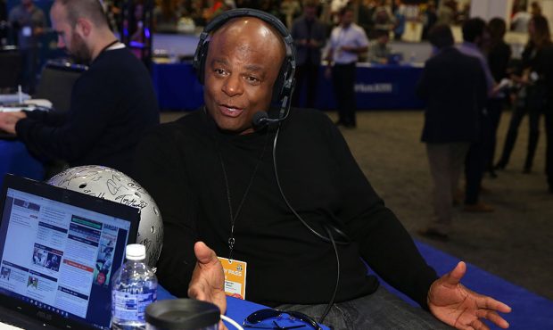 Former NFL player Warren Moon attends SiriusXM at Super Bowl 50 Radio Row at the Moscone Center on ...