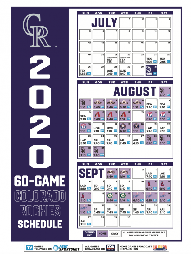 Colorado Rockies officially release 60game schedule Denver Sports