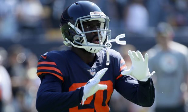 Prince Amukamara #20 of the Chicago Bears warms up prior to the game against the Pittsburgh Steeler...