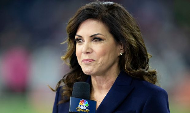 HOUSTON, TX - OCTOBER 7:  TV announcer Michele Tafoya on the field before a game between the Dallas...