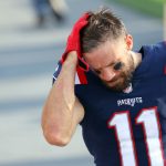 FOXBOROUGH, MASSACHUSETTS - OCTOBER 18:  Julian Edelman #11 of the New England Patriots reacts following the teams 18-12 defeat against the Denver Broncos at Gillette Stadium on October 18, 2020 in Foxborough, Massachusetts. (Photo by Maddie Meyer/Getty Images)