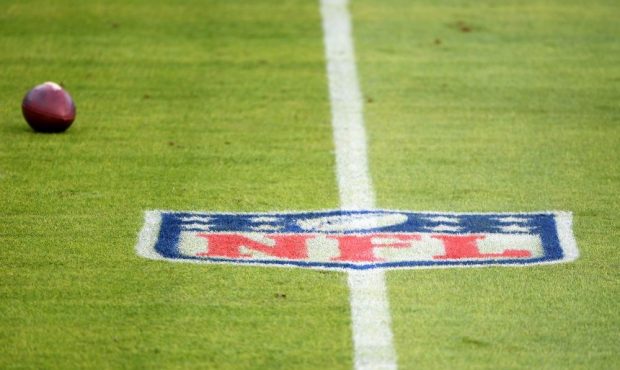 BALTIMORE, MARYLAND - DECEMBER 20: The NFL logo on the field prior to the game between the Baltimor...