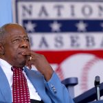 Hank Aaron attends the Hall of Fame Induction Ceremony at National Baseball Hall of Fame on July 26, 2015 in Cooperstown, New York. Craig Biggio,Pedro Martinez,Randy Johnson and John Smoltz were inducted in this year's class.  (Photo by Elsa/Getty Images)