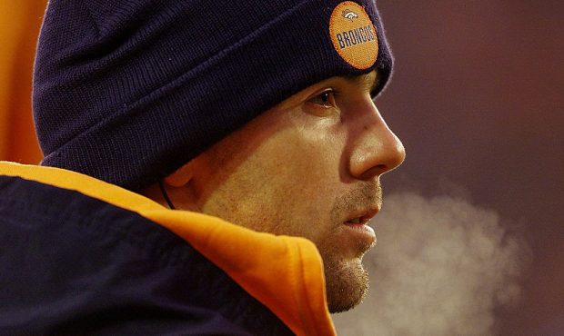 10 Dec 2000: Injured quarterback Brian Griese of the Denver Broncos watches from the sidelines duri...