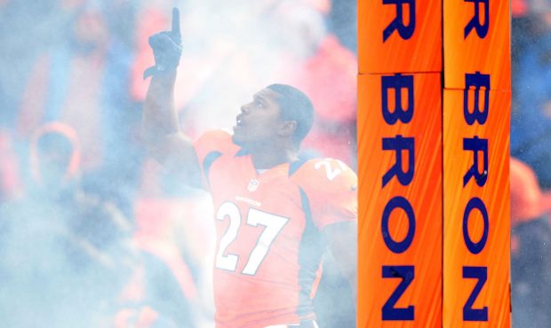 DENVER, CO - JANUARY 12: Knowshon Moreno #27 of the Denver Broncos runs on the field during player ...