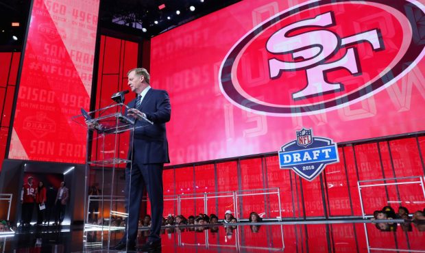ARLINGTON, TX - APRIL 26:  NFL Commissioner Roger Goodell announces a pick by the San Francisco 49e...