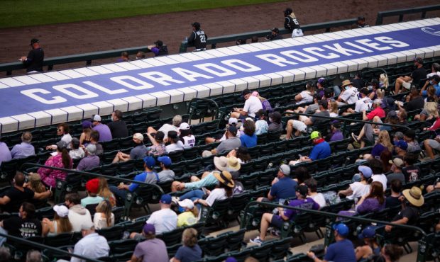 DENVER, CO - APRIL 4: A general view of fans watching a game between the Colorado Rockies and the L...