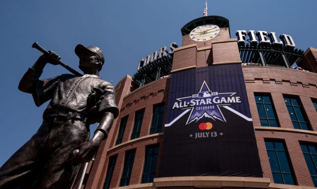 DENVER, CO - JULY 07: The MLB All-Star Logo adorns the facade at Coors Field on July 7, 2021 in Den...