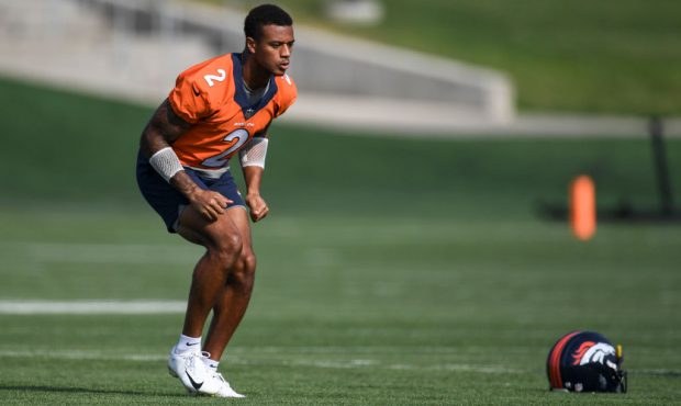 ENGLEWOOD , CO - AUGUST 2: Pat Surtain II (2) of the Denver Broncos warms up during training camp o...