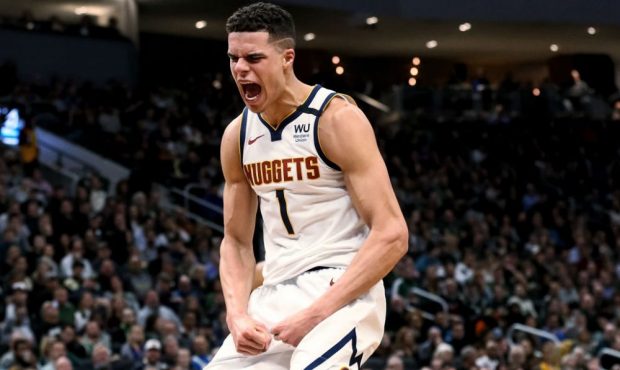 MILWAUKEE, WISCONSIN - JANUARY 31: Michael Porter Jr. #1 of the Denver Nuggets celebrates in the th...