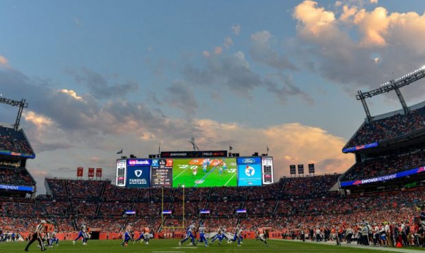 DENVER, CO - AUGUST 28: A general view as threw Denver Broncos play the Los Angeles Rams in the sec...