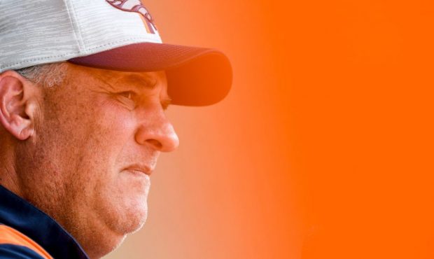 ENGLEWOOD , CO - AUGUST 31: Denver Broncos head coach Vic Fangio speaks to members of the media bef...