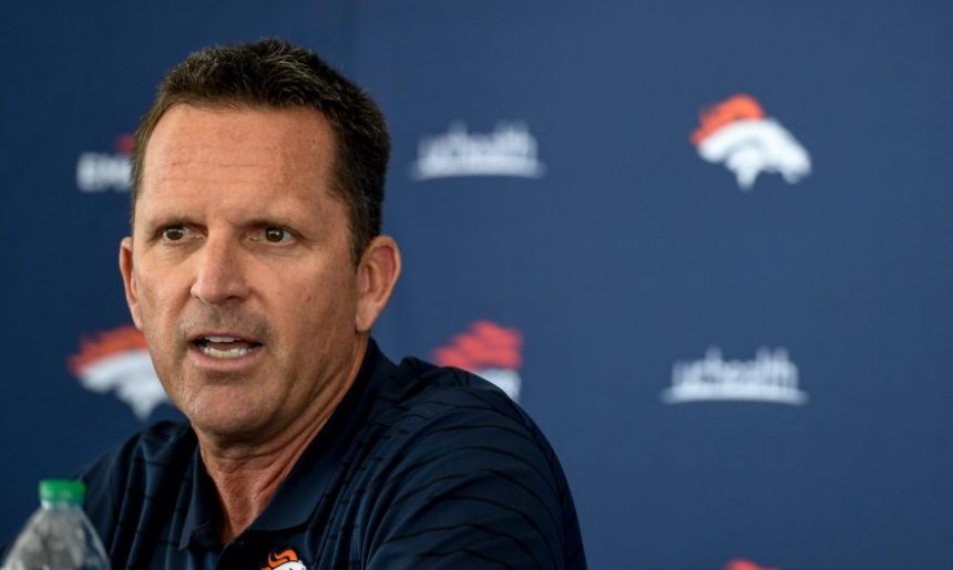 ENGLEWOOD , CO - JULY 27: Denver Broncos general manager George Paton speaks during a media luncheo...