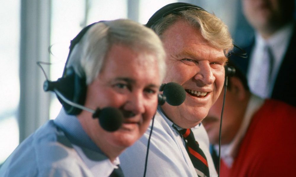 UNSPECIFIED - CIRCA 1986: CBS NFL commentator Pat Summerall (L) and NFL analyst John Madden (R) on ...