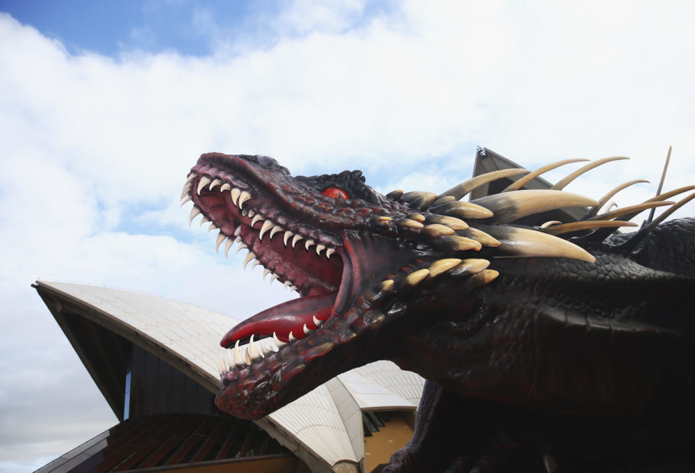 SYDNEY, AUSTRALIA - APRIL 10:  A model of one of Daenerys Targaryen's dragons is seen at photo call...