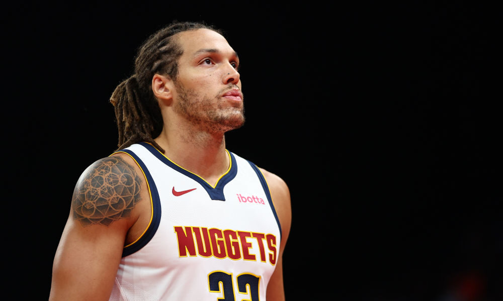 Aaron Gordon of Denver Nuggets looks on during the NBA match...