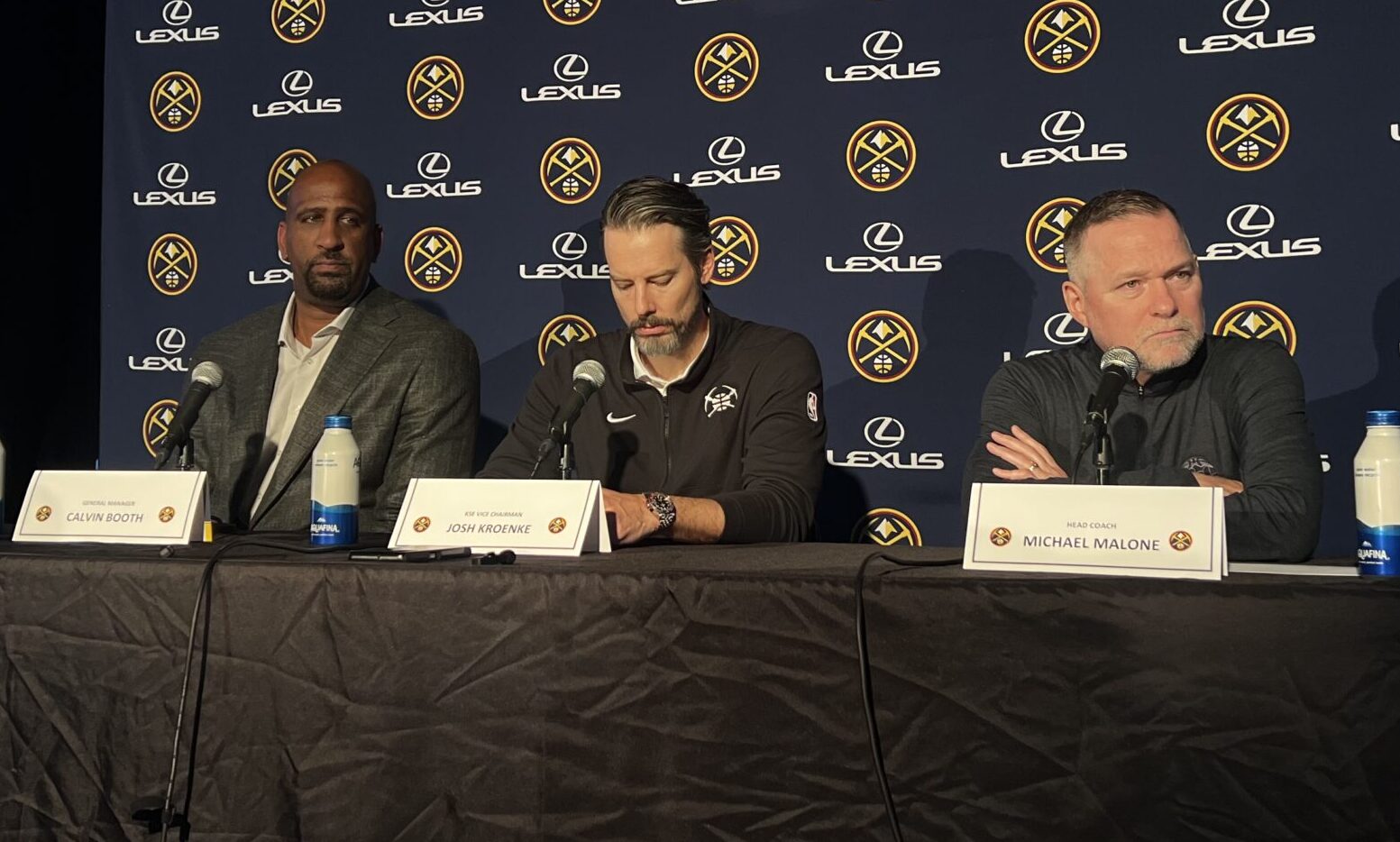 Nuggets brass Calvin Booth, Josh Kroenke and Michael Malone...