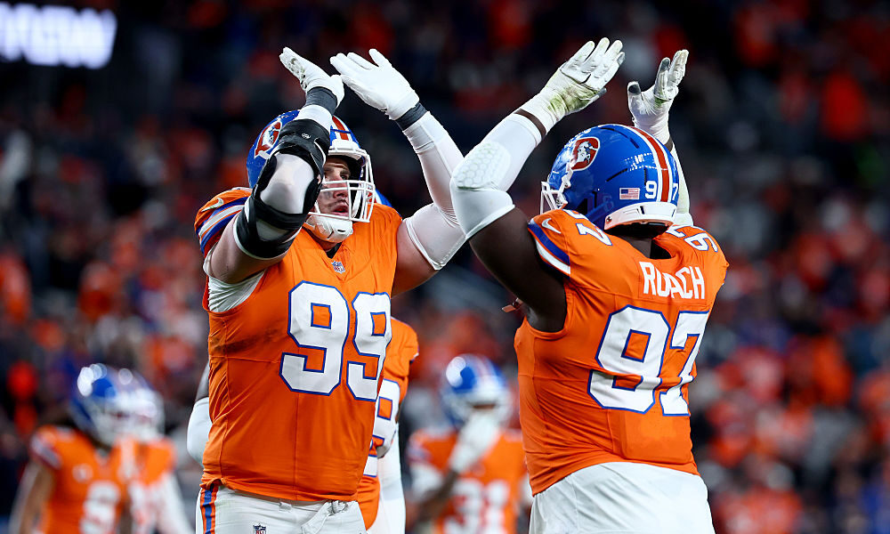Denver Broncos defensive linemen Zach Allen and Malcolm Roach...