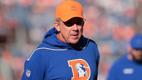 DENVER, COLORADO - JANUARY 04: Head coach Sean Payton of the Denver Broncos looks on before the game against the Los Angeles Chargers at Empower Field At Mile High on January 04, 2026 in Denver, Colorado.