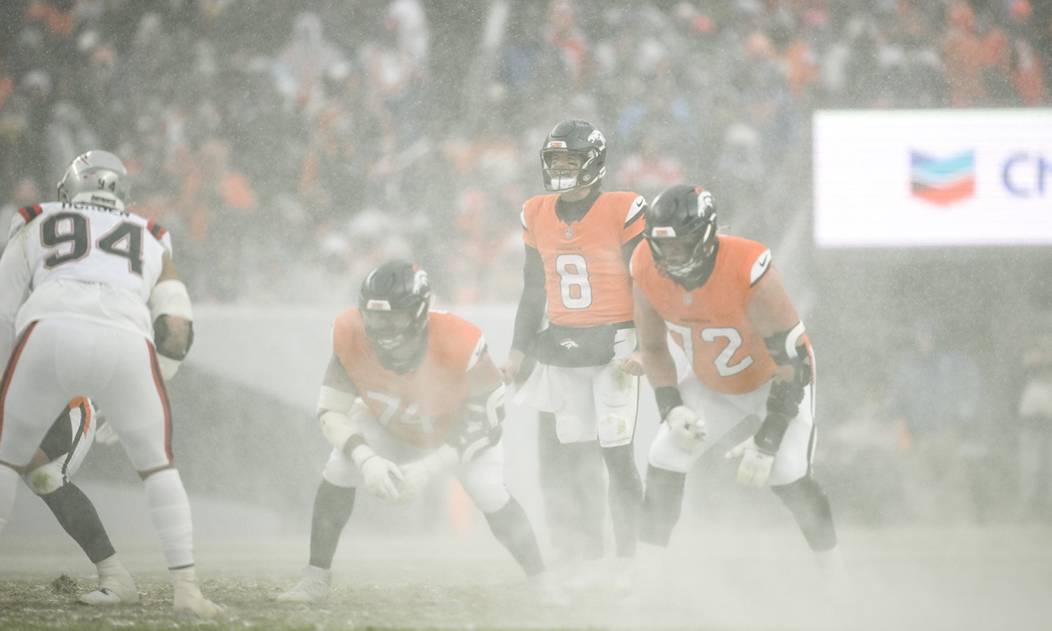 Broncos in the snow...