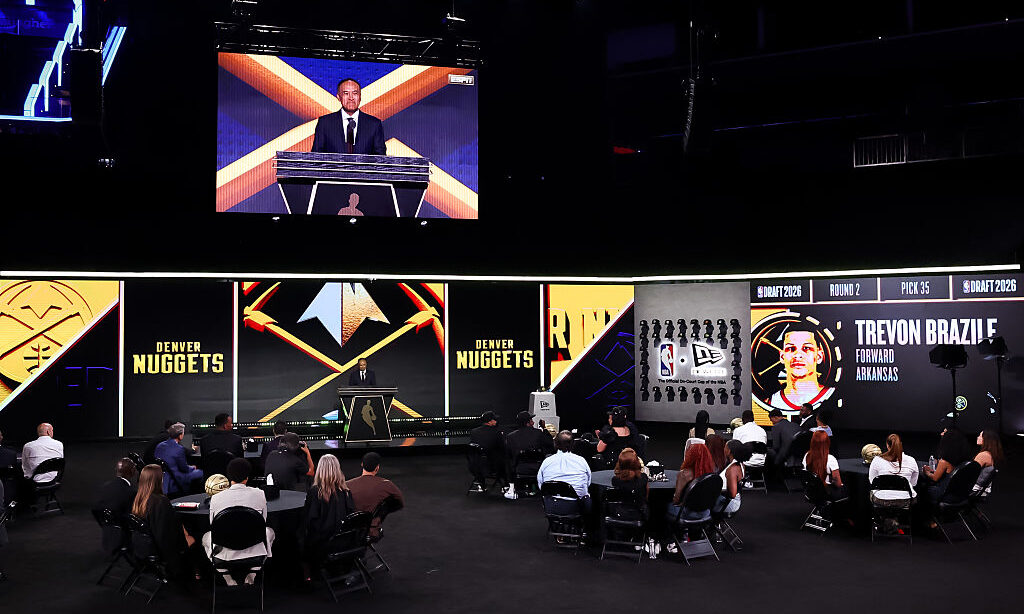 NEW YORK, NEW YORK - JUNE 24: Trevon Brazile is drafted 35th overall by the Denver Nuggets in Round...