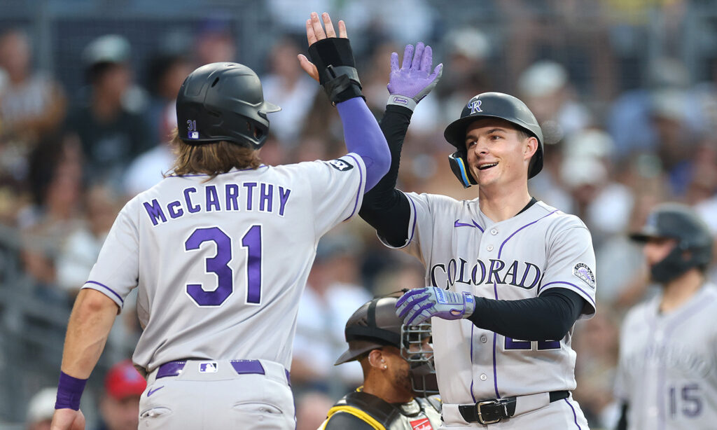 Rockies outfielders Jake McCarthy and Mickey Moniak