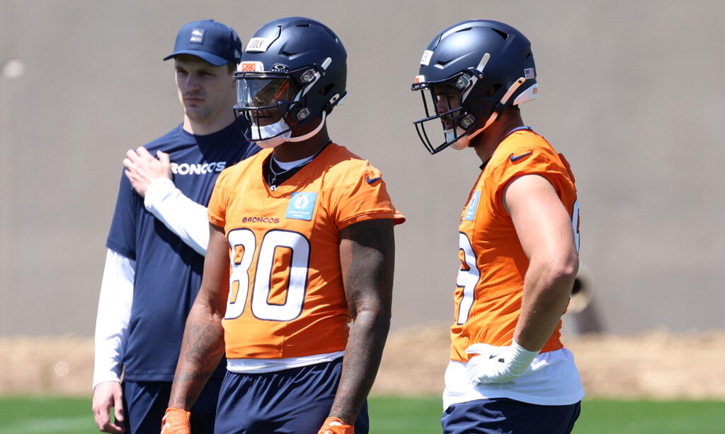 Broncos tight ends Justin Joly and Dallen Bentley