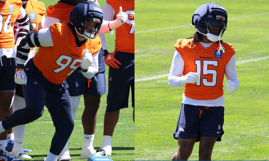 Broncos defensive players Zach Allen and Nik Bonitto