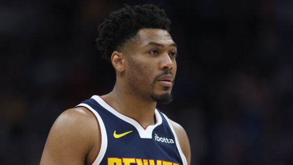 DENVER, COLORADO - FEBRUARY 12: Jalen Pickett #24 of the Denver Nuggets plays the Portland Trail Blazers in the fourth quarter at Ball Arena on February 12, 2025 in Denver, Colorado. NOTE TO USER: User expressly acknowledges and agrees that, by downloading and or using this photograph, User is consenting to the terms and conditions of the Getty Images License Agreement.
