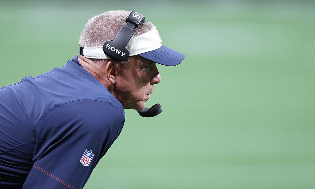 ATLANTA, GEORGIA - AUGUST 14: Head coach Sean Payton of the Denver Broncos looks on against the Atlanta Falcons during the first quarter of a NFL preseason game at Mercedes-Benz Stadium on August 14, 2026 in Atlanta, Georgia.