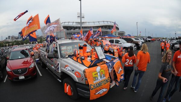 DENVER, CO - SEPTEMBER 11: Fans tailgate before the game between the Denver Broncos and Los Angeles Chargers at Sports Authority Field at Mile High on September 11, 2017 in Denver, Colorado.