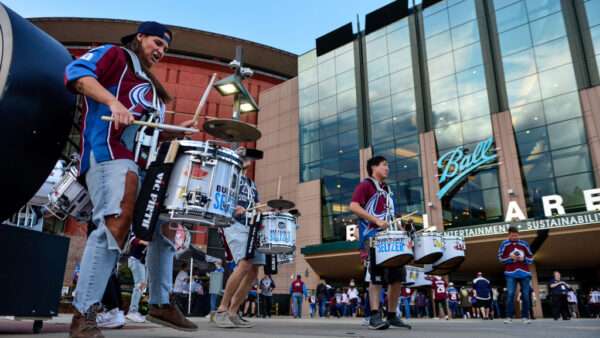 DENVER, COLORADO - APRIL 18: The Colorado Avalanche fan band performs outside of the arena in a general view before Game One between the Colorado Avalanche and the Seattle Kraken in the First Round of the 2023 Stanley Cup Playoffs at Ball Arena on April 18, 2023 in Denver, Colorado.
