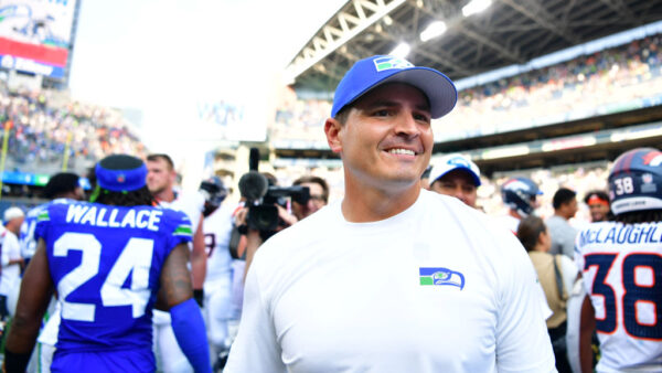 SEATTLE, WASHINGTON - SEPTEMBER 08: Head coach Michael Macdonald of the Seattle Seahawks looks on after his team's 26-20 victory against the Denver Broncos at Lumen Field on September 08, 2024 in Seattle, Washington.