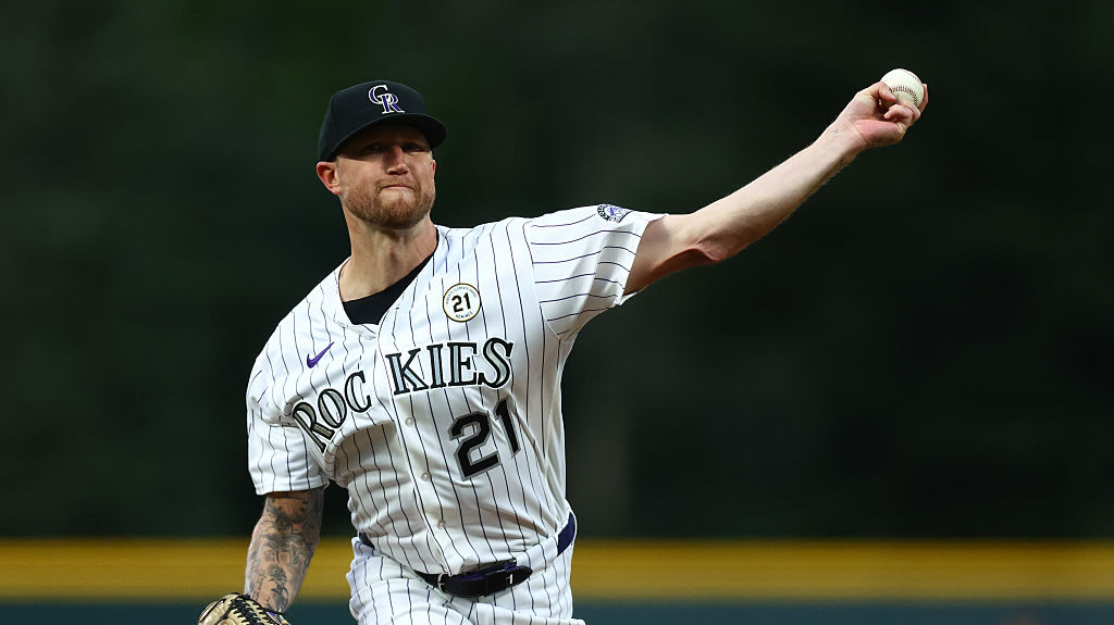 DENVER, CO - SEPTEMBER 15: Starting pitcher Kyle Freeland #21 of the Colorado Rockies delivers a pi...