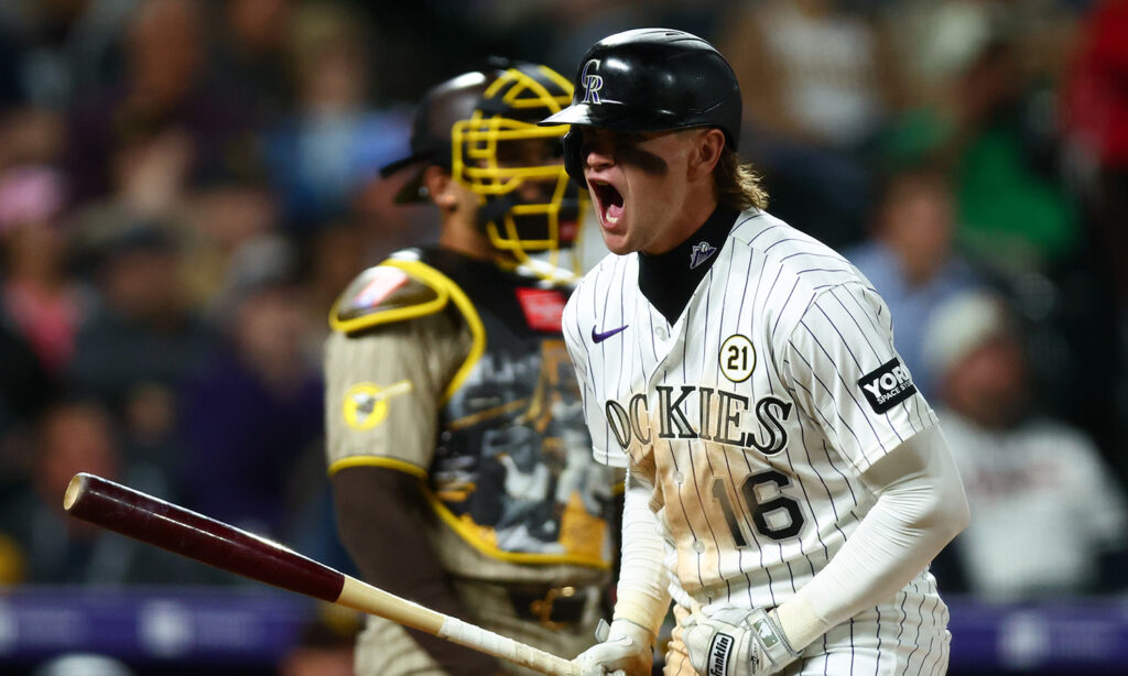 Rockies rookie Cole Carrigg exults after a 3-run homer