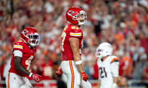 Kelce made history Monday — naturally, it was against the Broncos