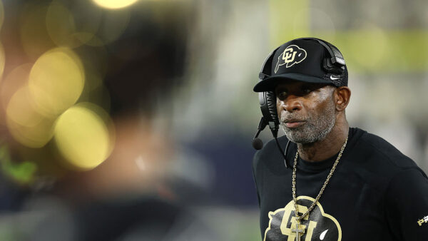 ATLANTA, GEORGIA - SEPTEMBER 03: Head coach Deion Sanders of the Colorado Buffaloes looks on against the Georgia Tech Yellow Jackets during the second quarter at Bobby Dodd Stadium on September 03, 2026 in Atlanta, Georgia.
