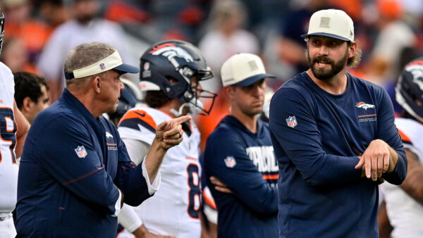 Broncos coach Sean Payton and offensive coordinator Davis Webb