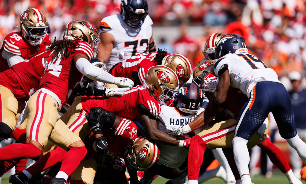 Broncos RB RJ Harvey stuffed