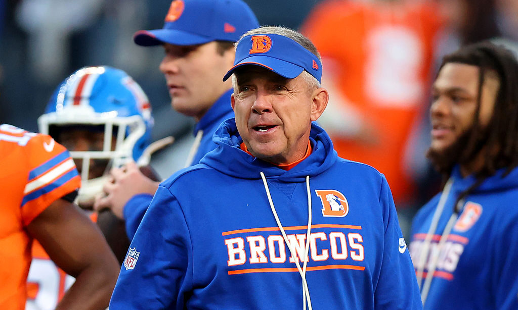 DENVER, COLORADO - OCTOBER 15: Head coach Sean Payton of the Denver Broncos looks on prior to the game against the Seattle Seahawks at Empower Field At Mile High on October 15, 2026 in Denver, Colorado.