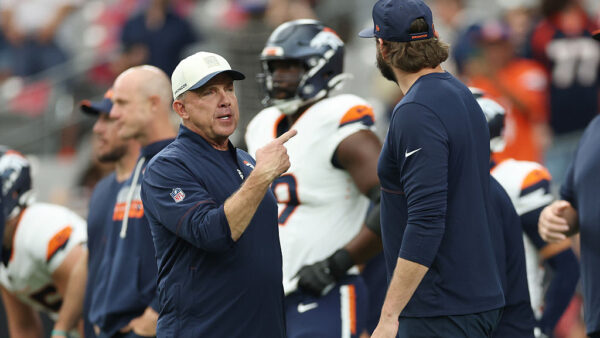 GLENDALE, ARIZONA - OCTOBER 25: Head coach Sean Payton of the Denver Broncos reacts prior to the game against the Arizona Cardinals at State Farm Stadium on October 25, 2026 in Glendale, Arizona.
