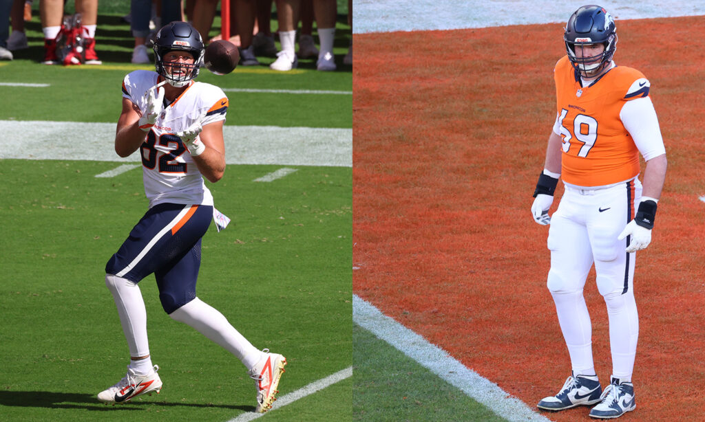 Broncos TE Adam Trautman and OT Mike McGlinchey