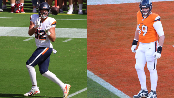 Broncos TE Adam Trautman and OT Mike McGlinchey